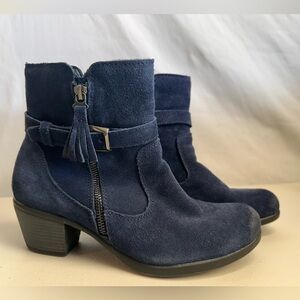 Earth Origins Navy Leather Suede Ankle Boots Blue | Size 9.5M